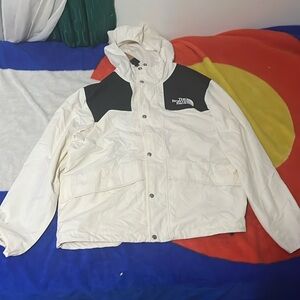 The North Face Cream and Black Hooded Jacket